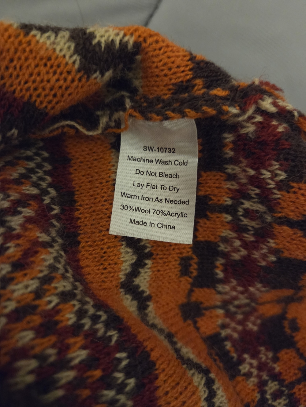 Brown & Orange Fox Pattern Knit Sweater - Picture 4 of 5